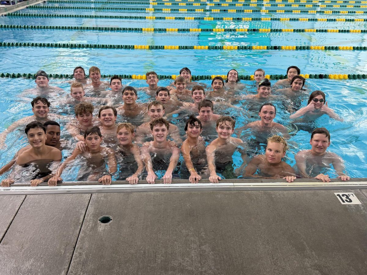 The Lindbergh boys swim team is led by a trio of seniors: Owen Schneider, August Hromodka and Braden Wheatley. Photo courtesy Stephen Glover.