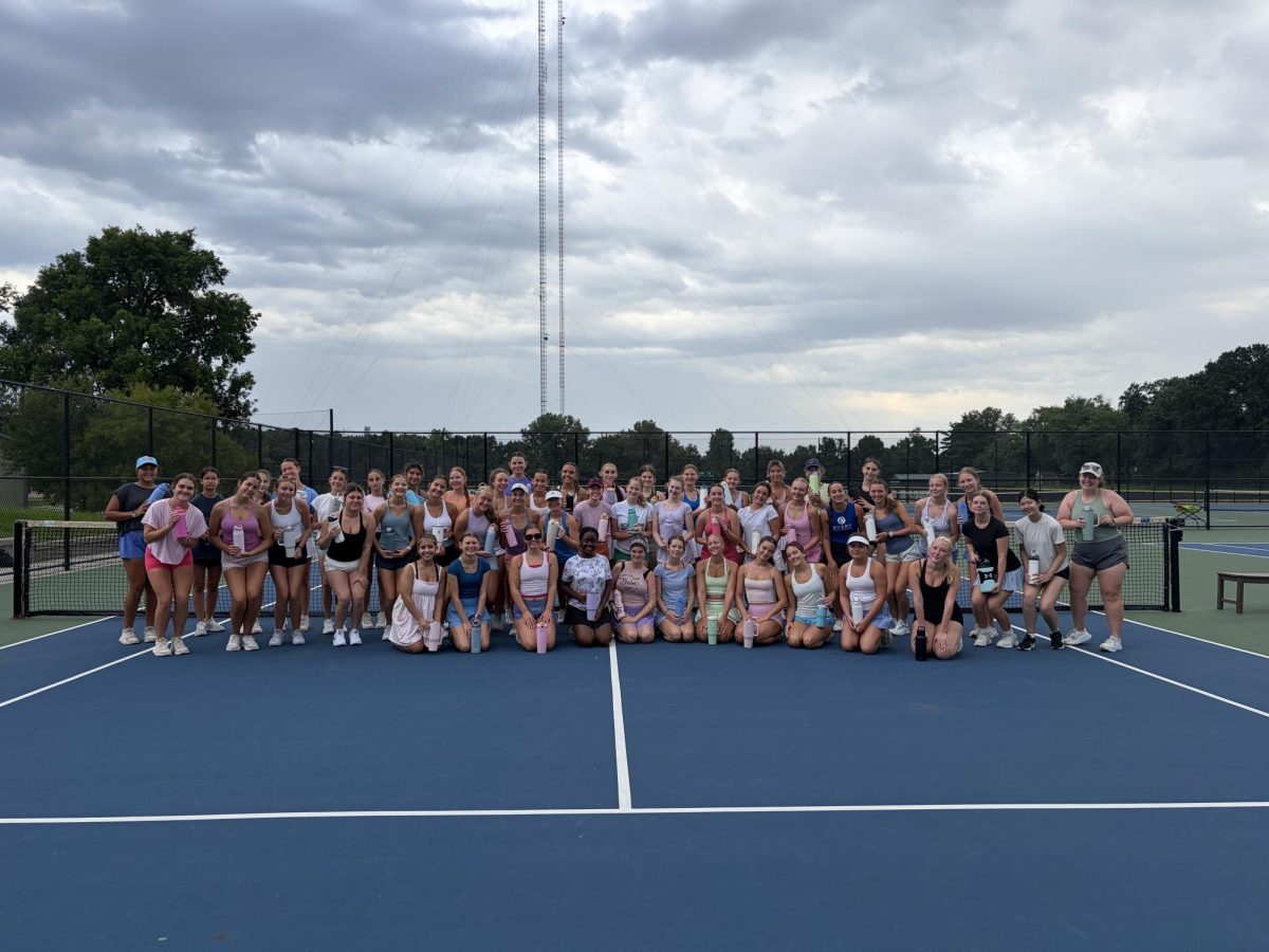 The Lindbergh girls tennis team has been working hard at practice. Photo courtesy of Chloe Pruitt.