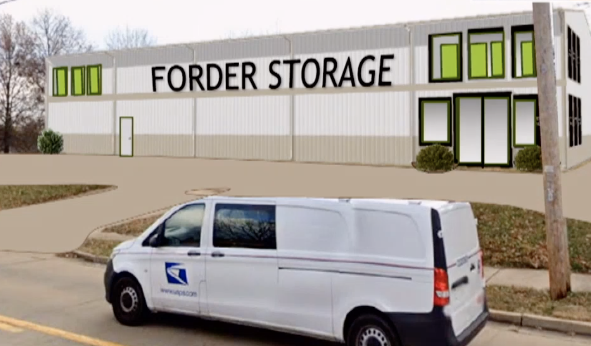 This image of the potential storage facility at 420 Forder Road was generated using AI by the petitioner.