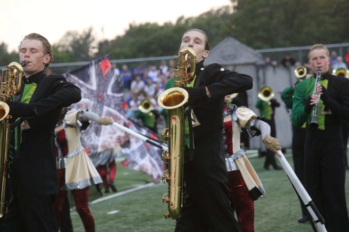 The evening began with video showing appreciation for first responders and military members, followed by a performance from Lindbergh High School’s Spirit of St. Louis Marching Band, pictured above.
