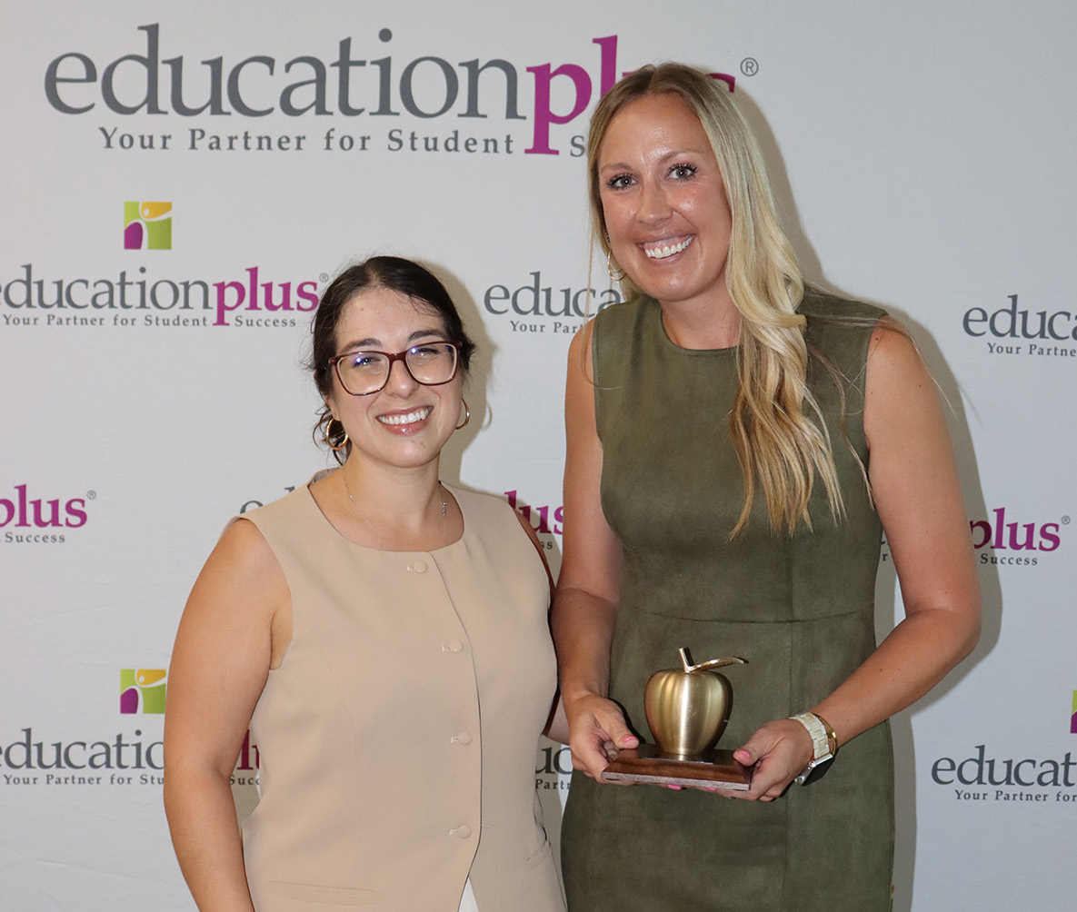 Christy Kelsch (right) at the St. Louis Regional Teacher of the Year reception along with Christina Andrade Melly, 2023 Missouri State Teacher of the Year. Photo courtesy of Beth Johnston.