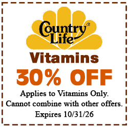Healthy Shopper Country Life Vitamins 30% Off