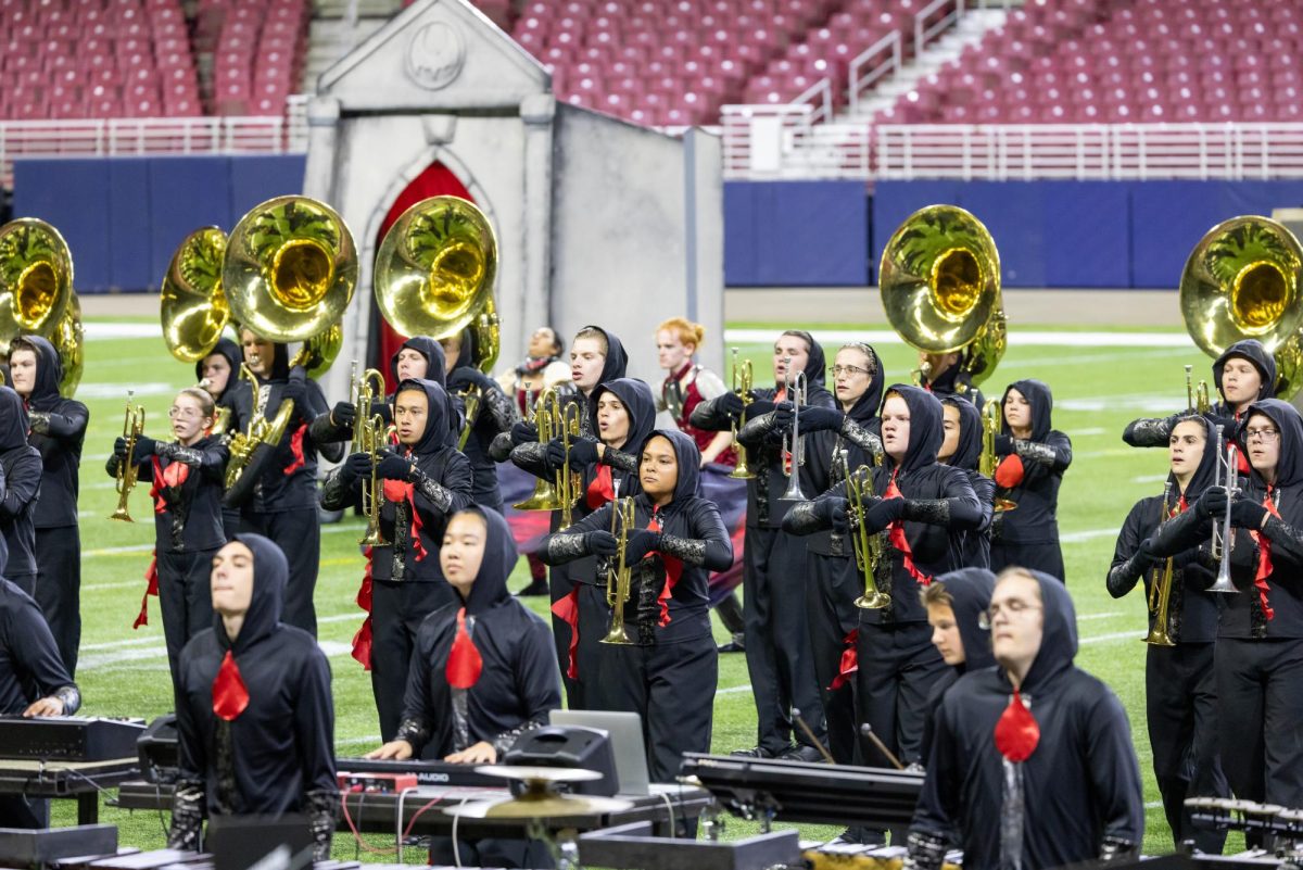 The Lindbergh High School marching band performs at the Bands of America St. Louis Regional Championship. Photo courtesy of Laura Jenkins.