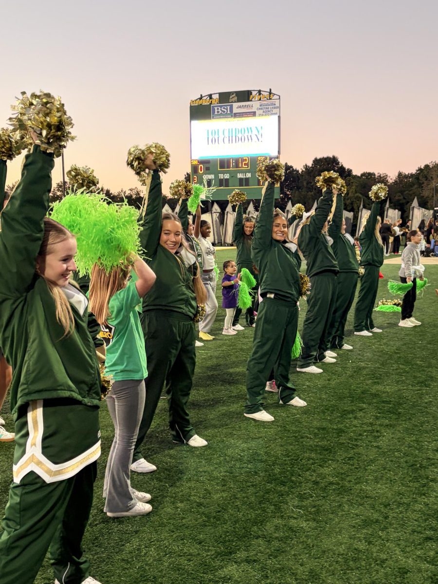 Some heroes chose to be cheerleaders at Lindbergh's 2026 Sunday Night Lights. Photo courtesy of Lori Krueger.