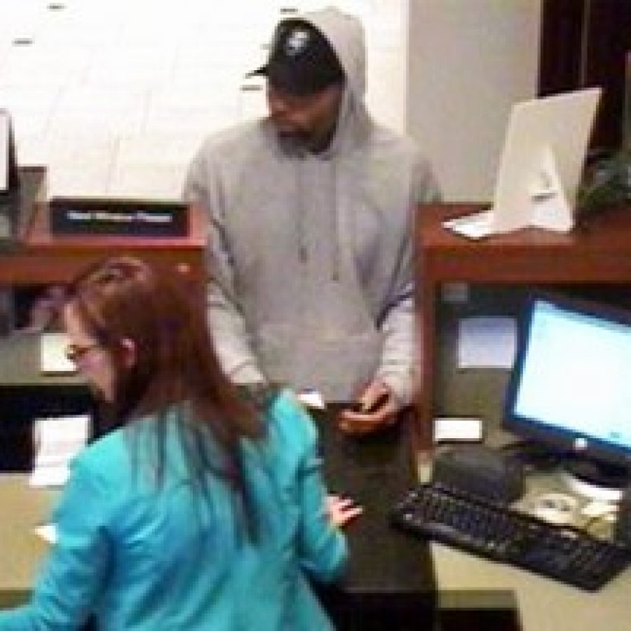 St. Louis County Police are seeking this man accused of robbing a Commerce Bank in south county Friday afternoon. 