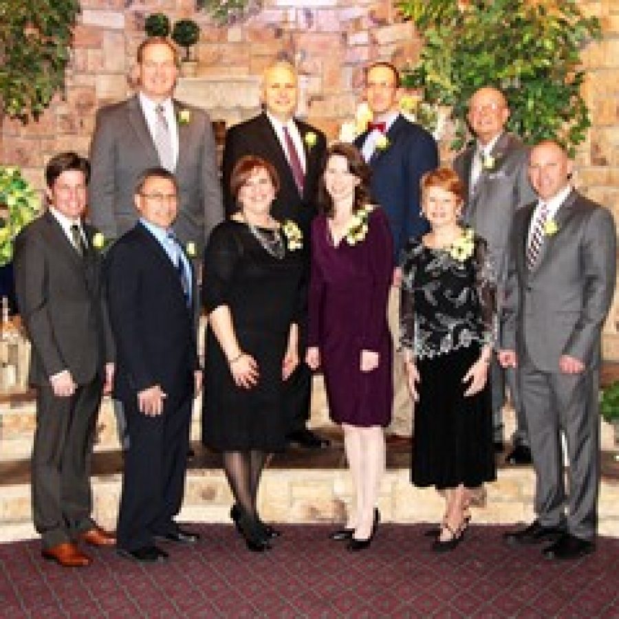 2015 Lindbergh Leaders, back row, from left, are: Mark Eggers, Jim Simpson, Colin Davitt and Pat O'Neill. Front row, from left, are: David Reinhardt, Mike Slyman, Angelina Moehlmann, Jenny Fletcher, Vicky O'Neill and David Wyss. Not pictured is Jennifer Abercrombie. 