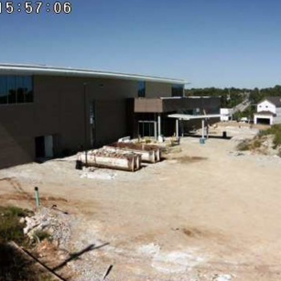 A view of the construction of the Grants View Branch Library from the librarys construction webcam, Aug. 25, 2015.