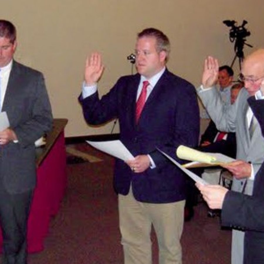 New aldermen, from left: Grant Mabie of Ward 3, Justin Charboneau of Ward 2 and Timothy Anderson of Ward 4, along with returning Alderman Darryl Wallach of Ward 1.