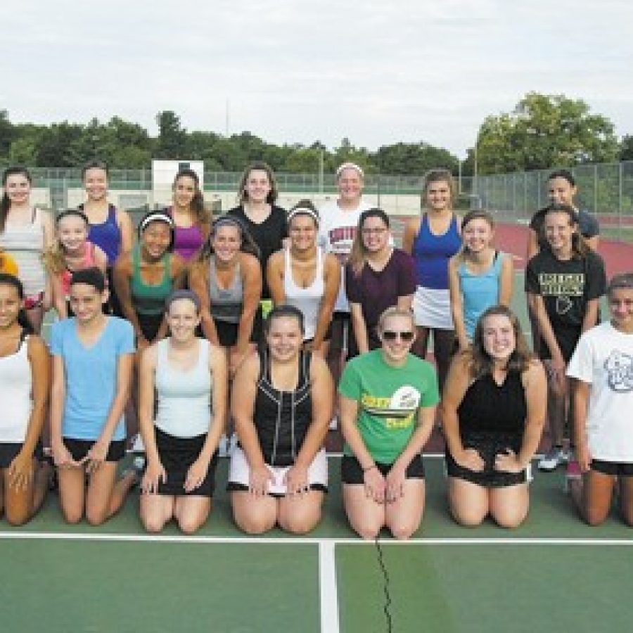 Kat and Alex Rosenberger, who won the state doubles title last year, are re-turning to the Lindbergh High varsity girls tennis team. Bill Milligan photo