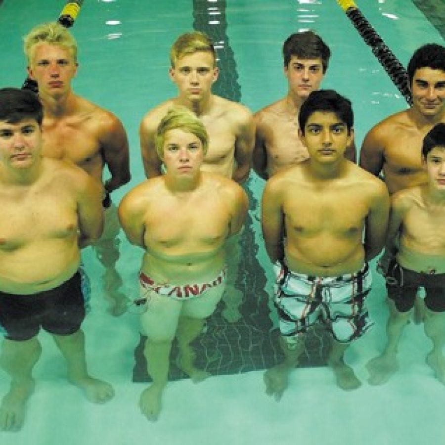 The eight members of the Oakville High swim team are focused on working hard, competing and improving, according to head coach Dan Schoenfeldt. Bill Milligan photo