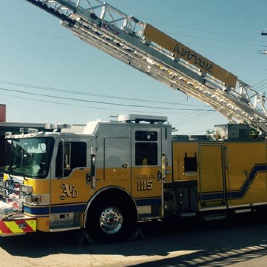 The Affton Fire Protection Districts fire engine at the dedication ceremony for the newly-renamed Sgt. Amanda N. Pinson Post Office in Afftons Grasso Plaza last week.