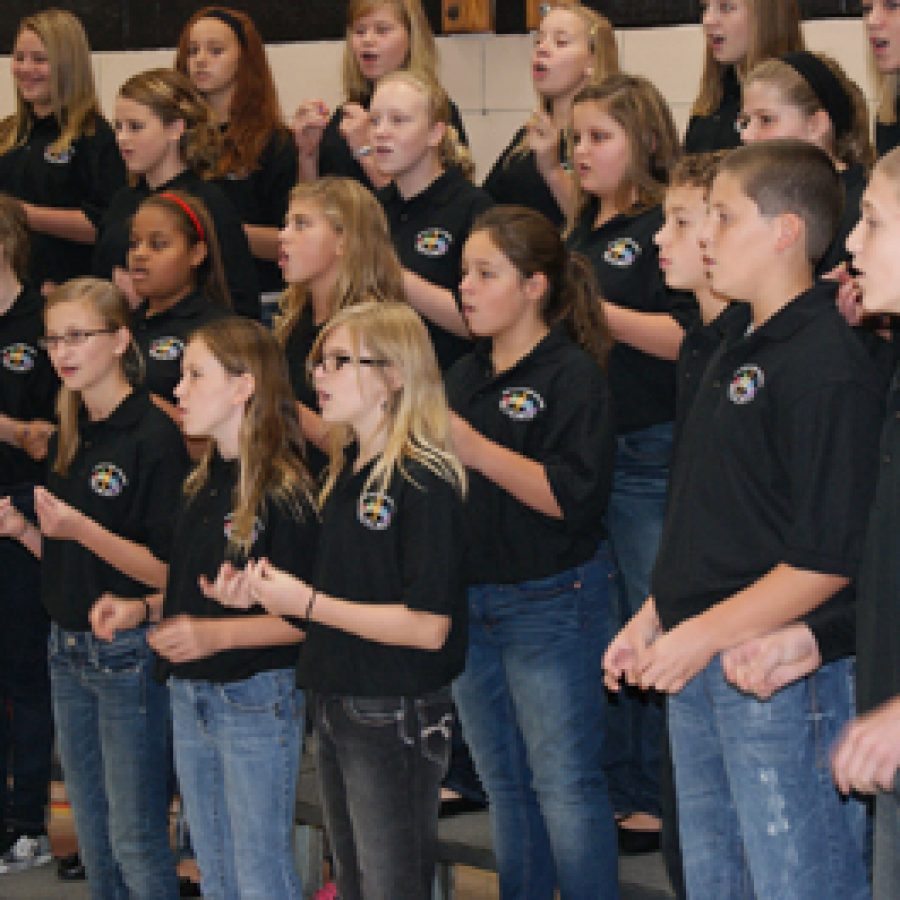 Oakville Middle School choir students perform for guests at the fall 60plus event held at the school on Sept. 21. Nearly 130 District residents were treated to performances by the choir and band students, and enjoyed playing a rousing game of trivia.