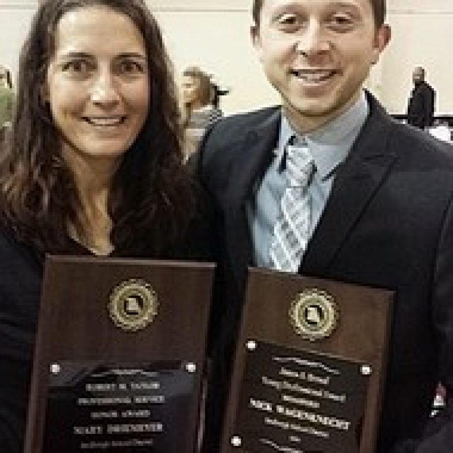 Lindbergh physical education teachers Mary Driemeyer and Nick Wagenknecht were honored at the recent Missouri Association for Health, Physical Education, Recreation and Dance conference.
 