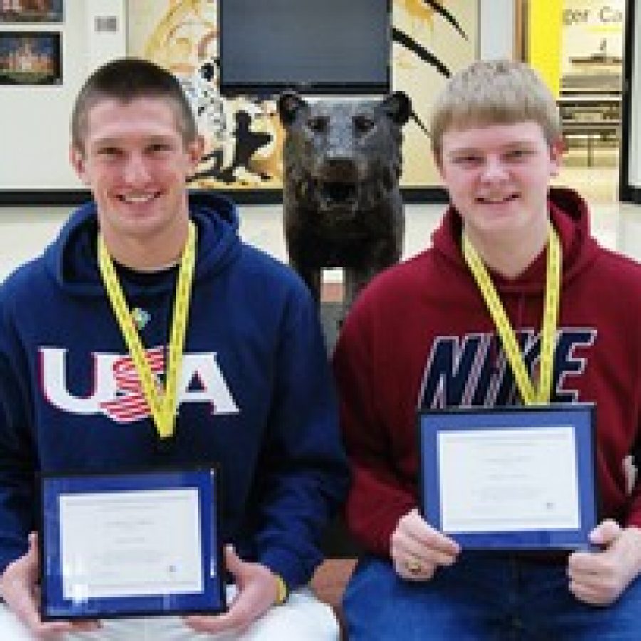 Oakville High seniors Andrew Oliver and Michael Menkhus are National Merit finalists. 