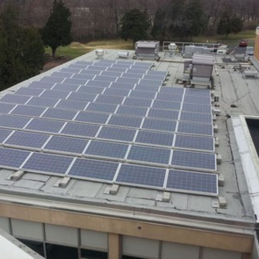 Solar panels on the roof of Beasley Elementary.