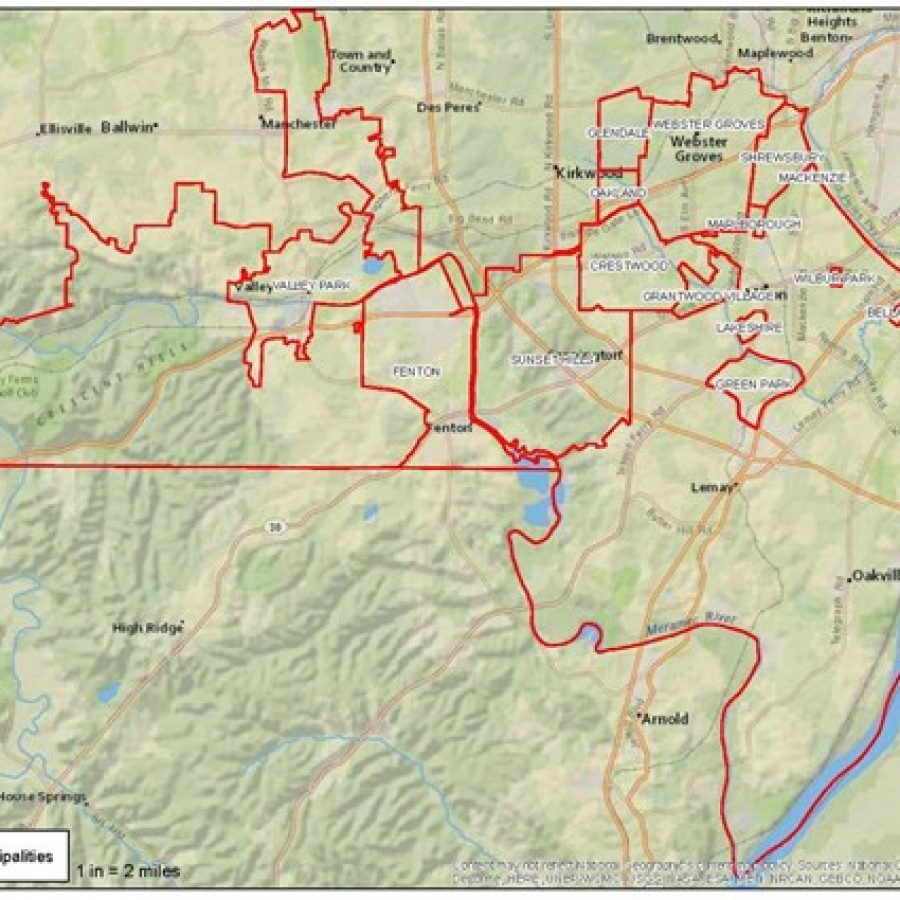 A map of the affected area provided by Missouri American.