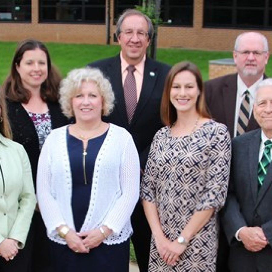 Lindbergh Board of Education members, front row, from left, are: Secretary Karen Schuster, President Kathy Kienstra, Jennifer Miller and Vice President Don Bee. Back row, from left, are: Vicki Englund, Gary Ujka and Mike Tsichlis.