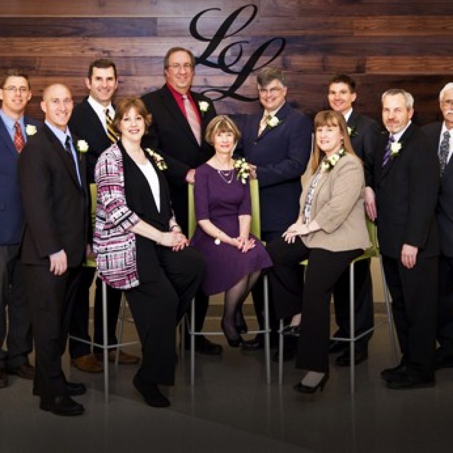 Recipients of the 2016 Lindbergh Leader Award, back row, from left, are: Bradley Durnell, Ken Dickinson, Gary Ujka, David Blackwood, Drew Hrach and David Trask. Front row, from left, are: Dale Hellenbrand, Sarah Behnen, Laura Hecht, Angela Dunsford and Matthew Seeker.