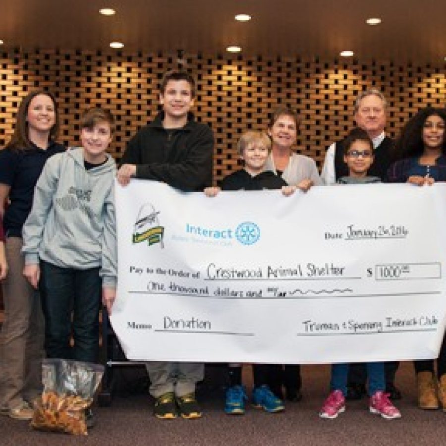 Truman, Sperreng students raise $1,000 for Crestwood Animal Shelter
