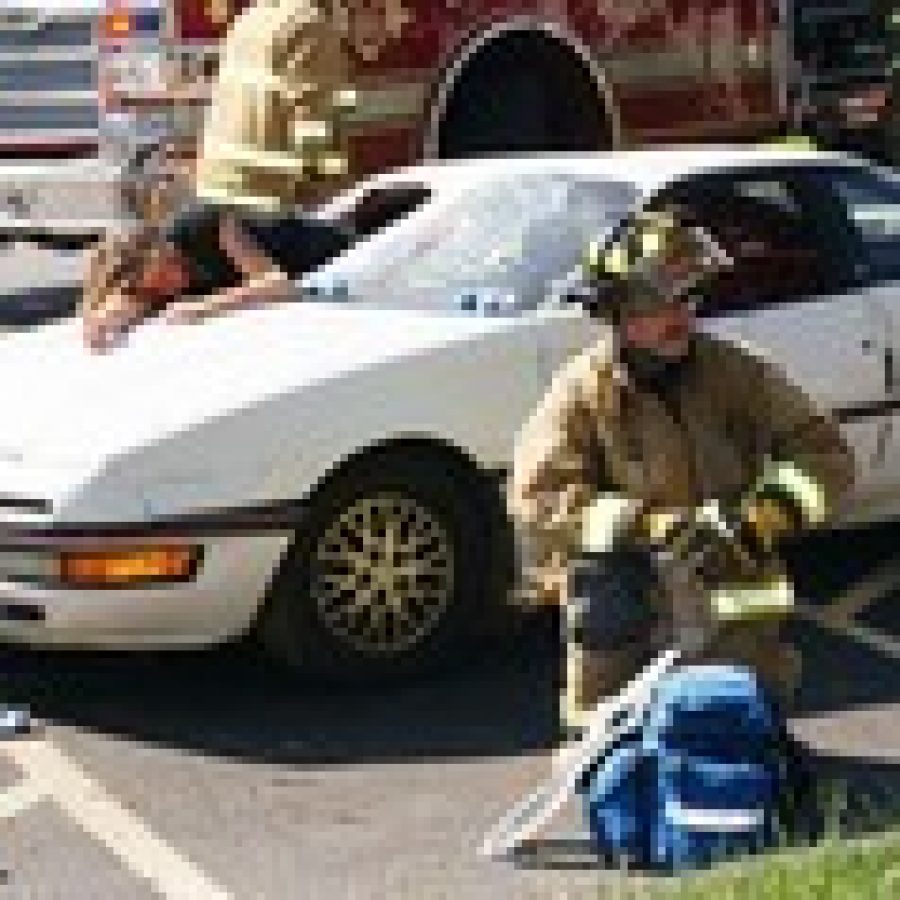 Mehlville High School junior and senior students learned firsthand about the dangers of drinking and driving, not wearing a seatbelt, and texting while driving when they witnessed a mock crash at their school on Thursday, April 26. 