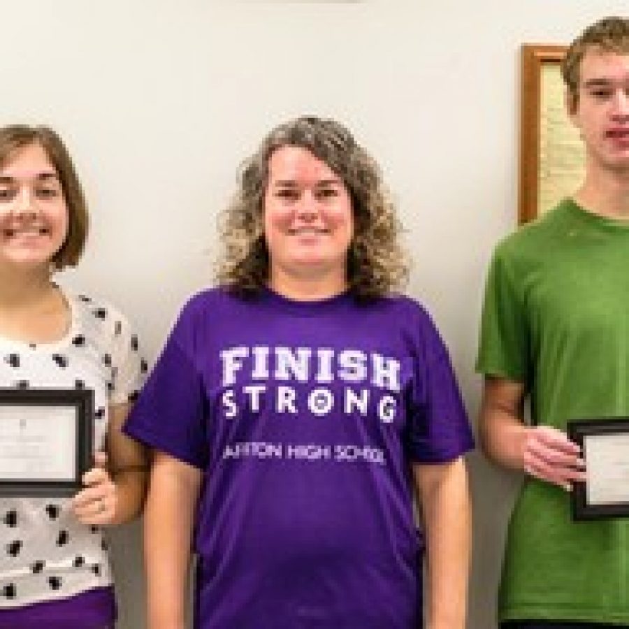 Affton High School Commended Students Jessica Castellanos, left, and Christopher Murphy are pictured with guidance counselor Heather Mayfield. 