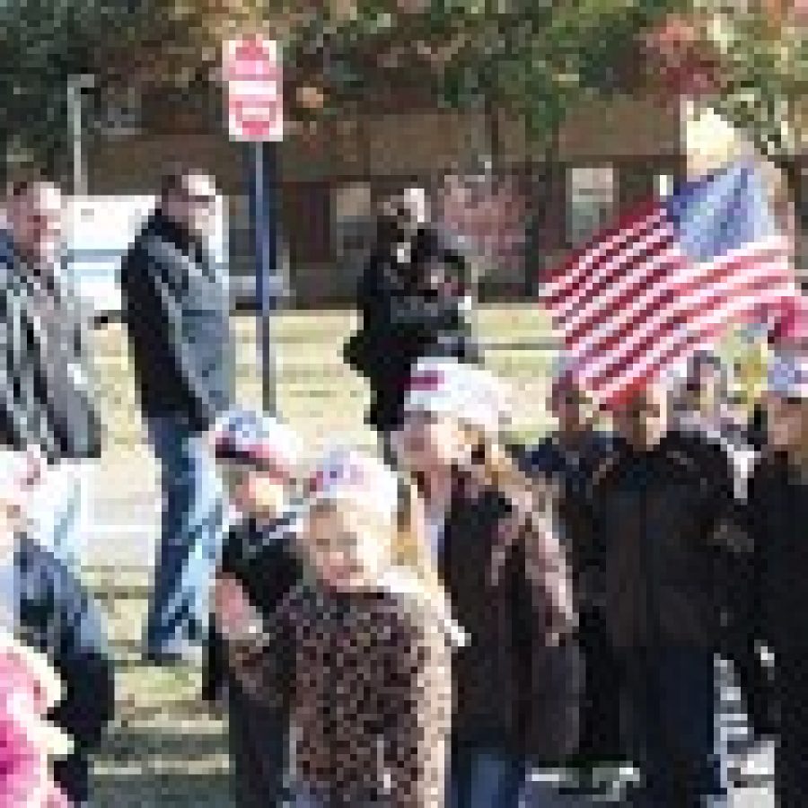 Beasley Elementary School students conducted a parade last week in front of several buildings on the campus of the Department of Veterans Affairs St. Louis Health Care System-Jefferson Barracks Division in honor of Veterans Day. The parade was led by a St. Louis County Police Department escort.  