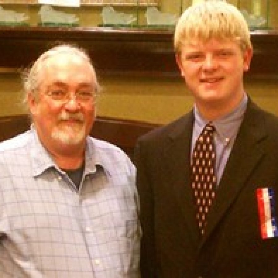 Ed Taylor and Michael Menkhus are shown at the National Forensic Leagues 2013 National Speech and Debate Tournament in Birmingham, Ala. 