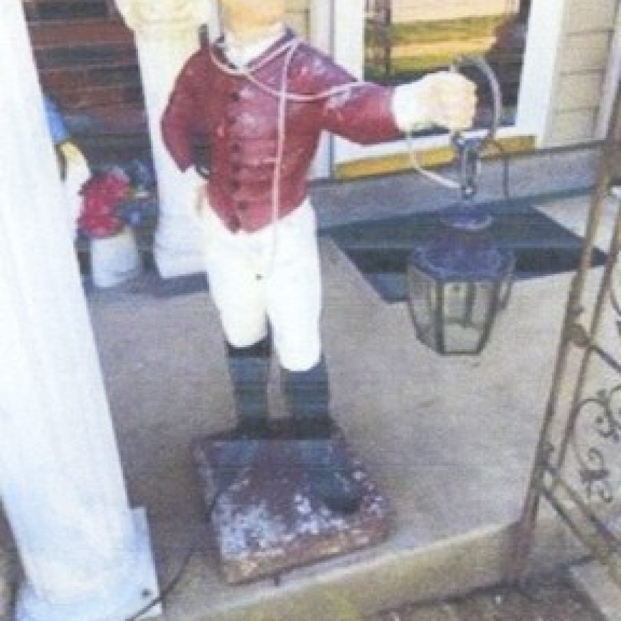 A Concord resident is asking the thieves who stole this 150-pound concrete statue of a lawn jockey to return it.