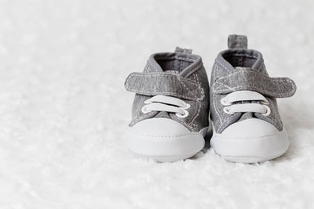 Image of a pair of grey baby shoes