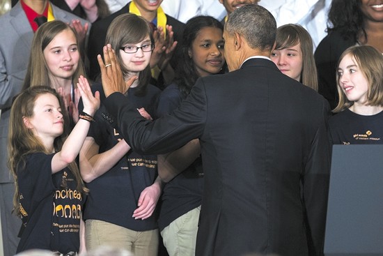 Lindbergh Girl Scouts who met president debut their product for sale today