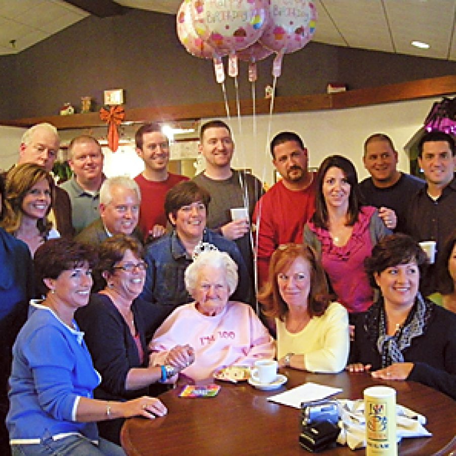Cecelia Murphy is surrounded by family members during her recent 100th birthday celebration at Bethesda Southgate.