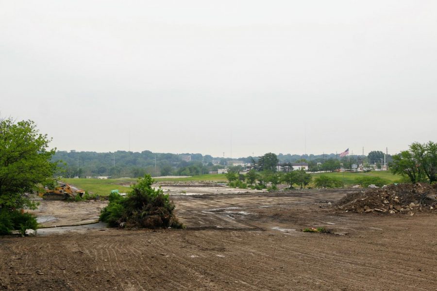 The empty Crestwood mall site, with the buildings demolished and the site leveled, as seen in May 2019. 