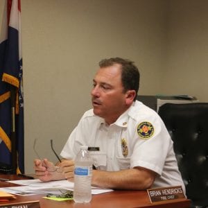 Fire Chief Brian Hendricks speaks during a MFPD Board of Directors meeting in June 2018.