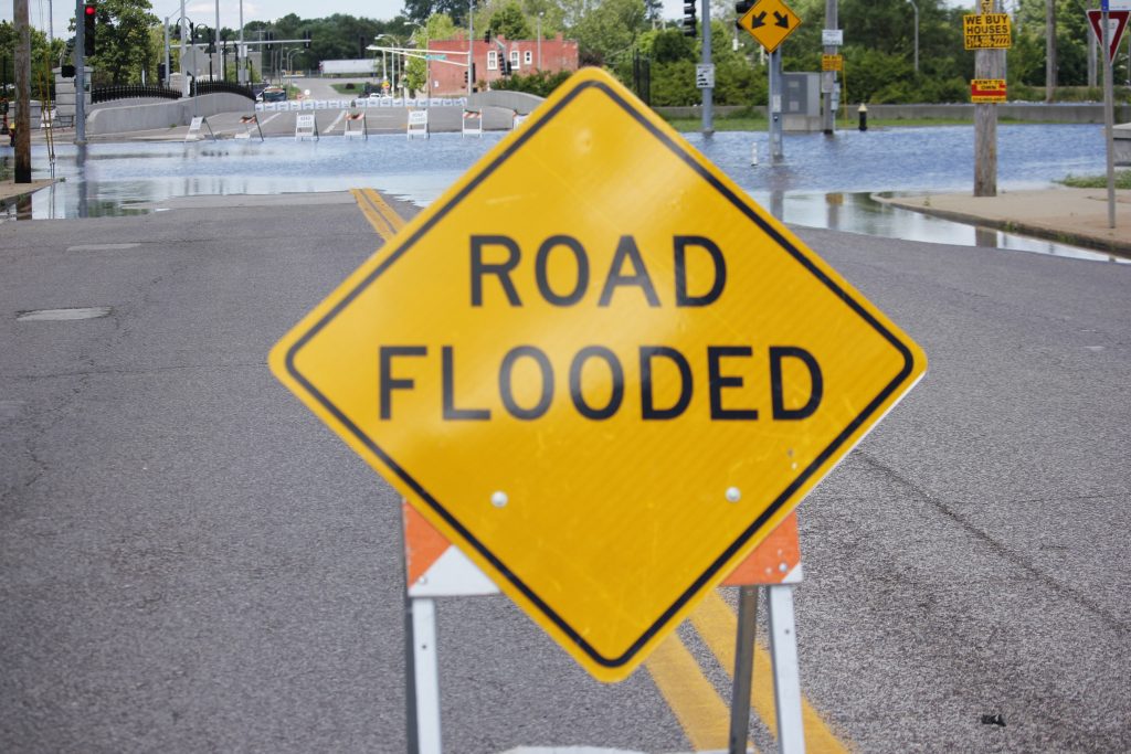 The+intersection+of+River+City+Boulevard+and+Lemay+Ferry+Road+is+closed+after+being+submerged+by+flood+waters+from+the+River+des+Peres+Thursday%2C+May+30.+The+Mississippi+River%2C+which+backs+up+into+the+River+des+Peres%2C+is+expected+to+crest+Saturday%2C+June+8%2C+at+nearly+46+feet%2C+about+4+feet+lower+than+the+record+set+in+1993.+Photo+by+Erin+Achenbach.+
