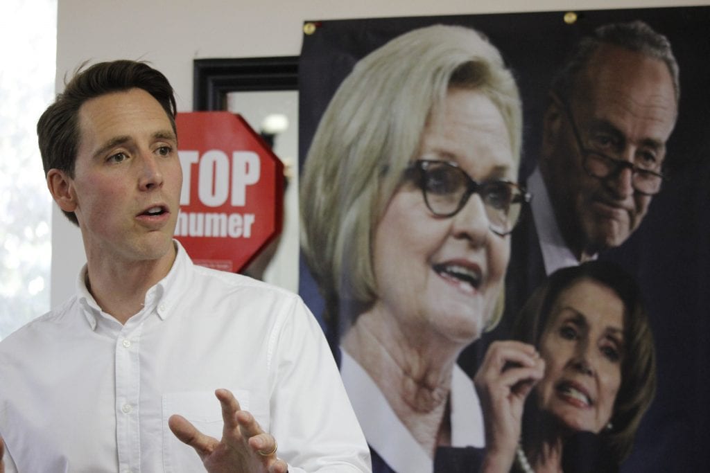 Then-Senate candidate and now Sen. Josh Hawley speaks at a campaign stop in , Missouri on Tuesday, Oct. 23, 2018. Hawley defeated incumbent Sen. Claire McCaskill in November 2018, receiving 51.43 percent of the vote compared to McCaskill’s 45.47 percent. Photos by Erin Achenbach. 