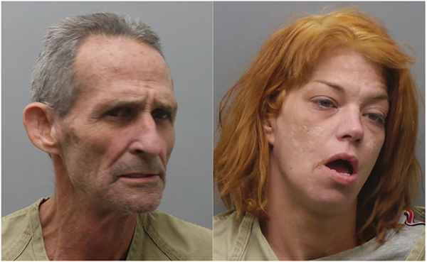 The two suspects in the string of armed robberies, James Leach, left, and Kelly Lenz, right. 