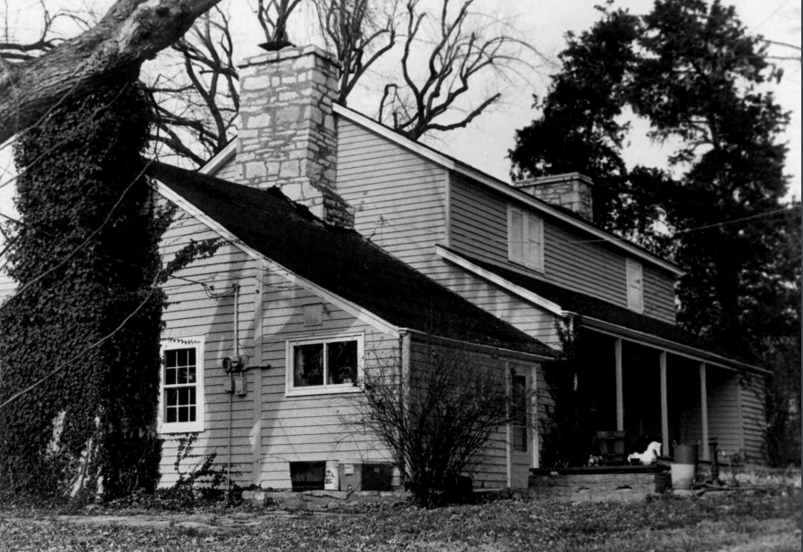 In this December 1979 black-and-white photo submitted in the 1980s to the National Register of Historic Places, the view of the house is seen from the southeast.