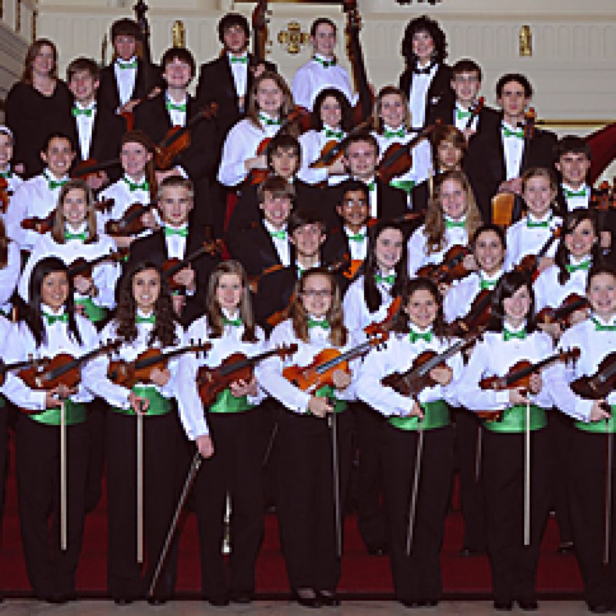 The Lindbergh High School Symphony Orchestra, shown above at Powell Hall, is one of just three schools chosen to play at the 72nd annual Missouri Music Educators Association state conference.