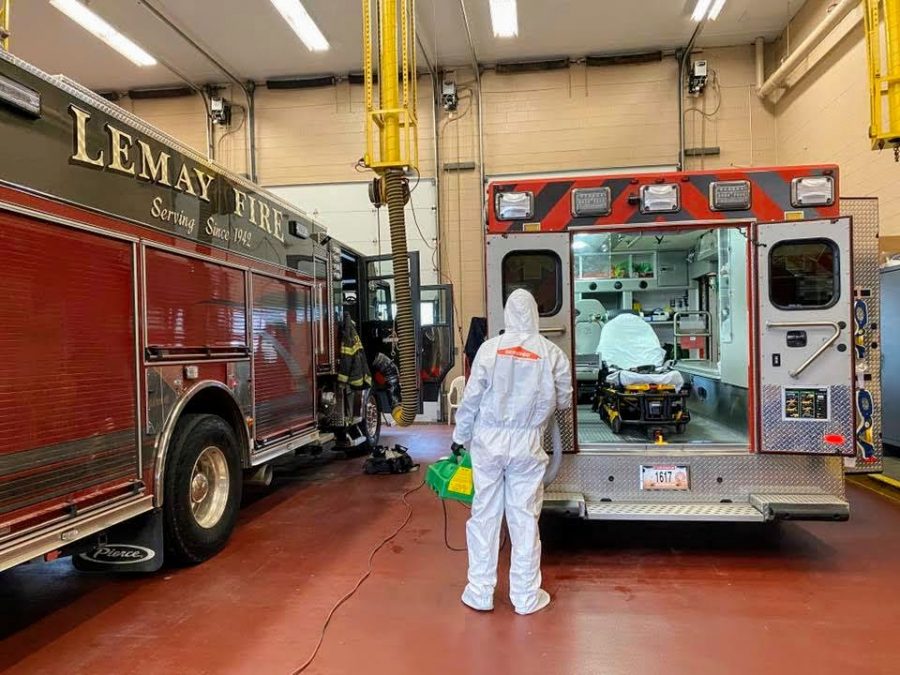 The Lemay Fire Protection District posted this photo of ServPro cleaning the firehouse in March. 