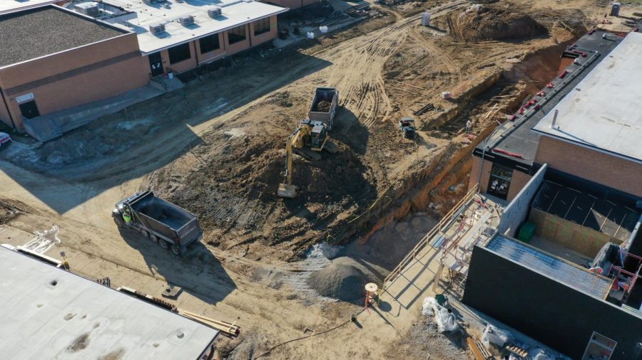 A view of the construction of Lindbergh High School in 2020, funded by Proposition R. The district is considering another bond measure in 2024 for more facility work. 
