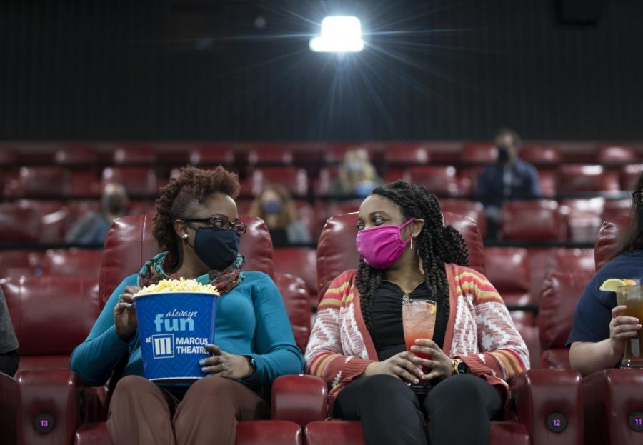Masked moviegoers at Marcus Theatres. 