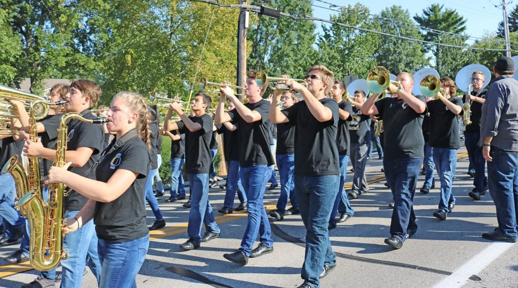 The Oakville High School Tiger Band perform in a parade. 