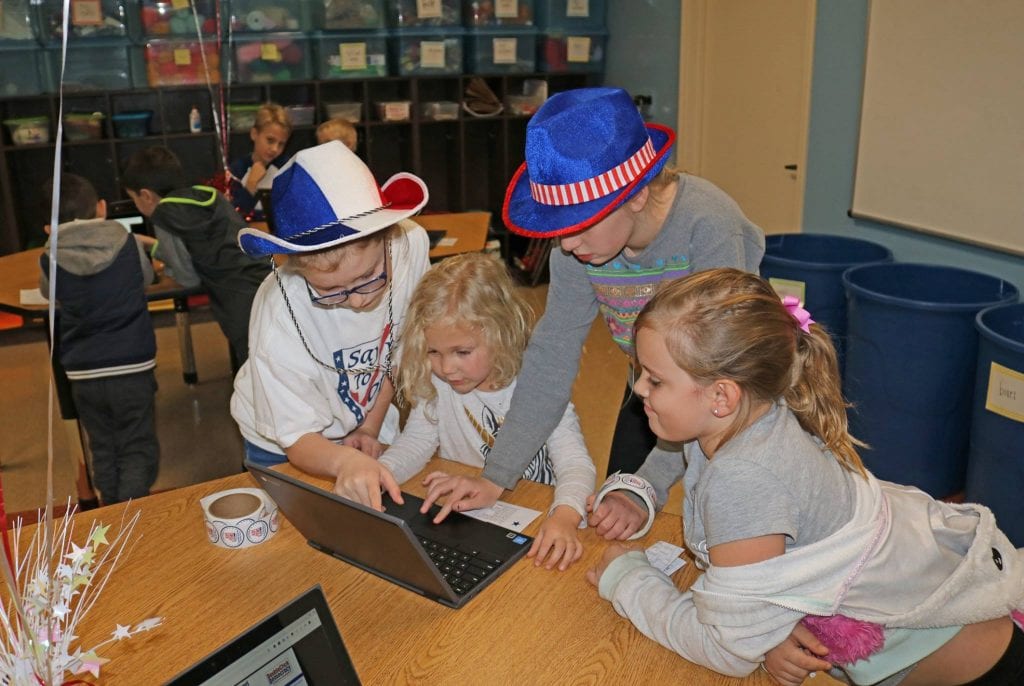 Students at Oakville Elementary participate in 'Kids Voting' for the November 2018 election. 