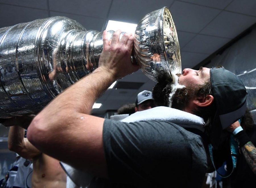 +Oakville+hockey+star+and+native+Pat+Maroon+drinks+out+of+the+Stanley+Cup+for+the+second+year+in+a+row+after+the+Tampa+Bay+Lightening+defeated+the+Dallas+Stars+Sept.+28+for+the+Stanley+Cup+title.+NHL+players+were+kept+in+a+%E2%80%98bubble%E2%80%99+and+regularly+tested+for+COVID-19+during+the+shortened+season.+%E2%80%98A+kid+from+South+County+getting+a+Stanley+Cup+ring.+Unbelievable%2C%E2%80%99+Maroon%E2%80%99s+father+Phil+Maroon+said.+