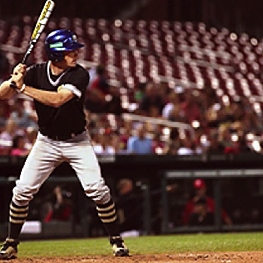 Shortstop Ryan Simmons of Oakville High School steps up to the plate during Delta Dentals SmilesLEAGUE Coaches Choice All-Star Baseball Game on June 27 at Busch Stadium.