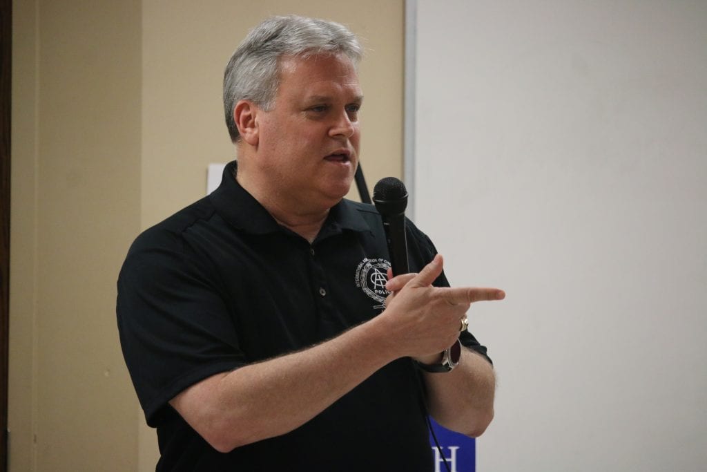 Pictured above: Tim Fitch speaks at a Republicans club meeting during his run for the St. Louis County Council.