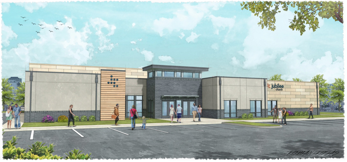 Artist's rendering of the proposed Jubilee Church. Image courtesy of Sunset Hills Board of Aldermen and Jubilee Church. 