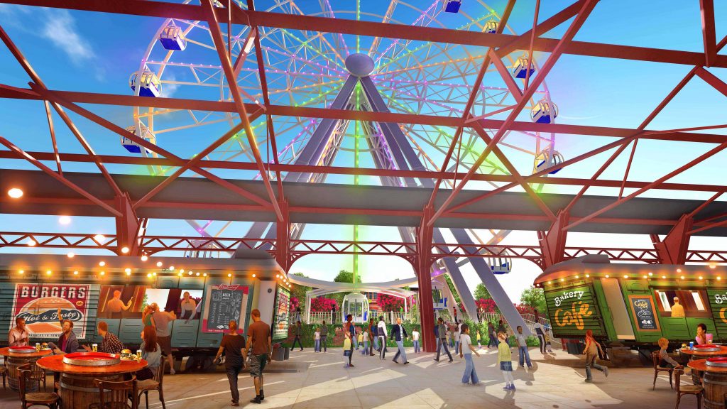 Pictured above: A rendering of The St. Louis Wheel, a 200-foot Ferris wheel, set to be built by the end of the month at Union Station and take its first riders by October, ahead of the possible opening of the St. Louis Aquarium at Union Station at the end of the year. The $187 million family entertainment complex is under construction now.
