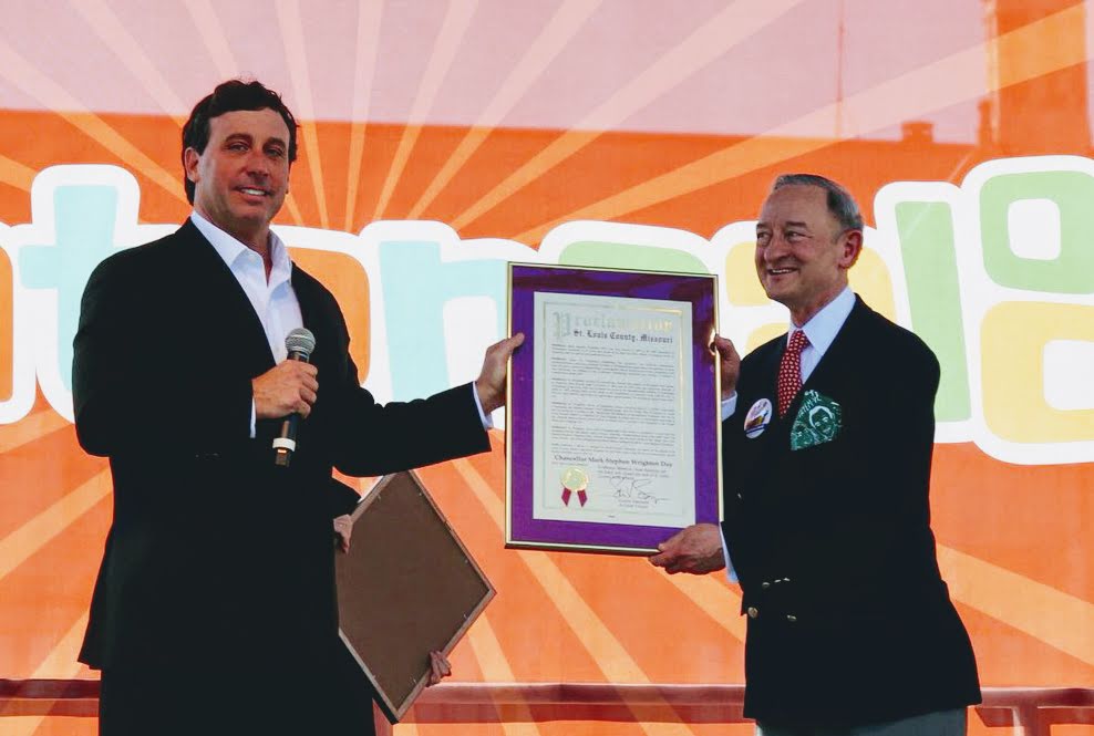 Then-County Executive Steve Stenger presents a proclamation declaring 