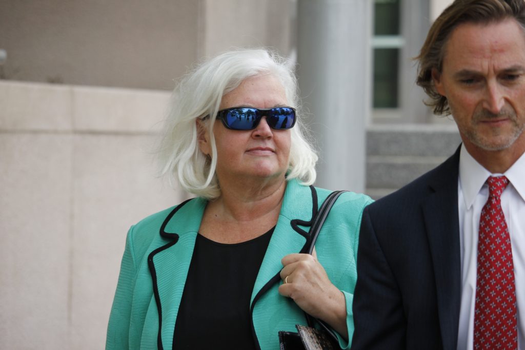 Pictured above: Former Economic Development Partnership CEO Sheila Sweeney, left, and her attorney William Margulis leave the Thomas F. Eagleton United States Courthouse Friday. Photo by Erin Achenbach.